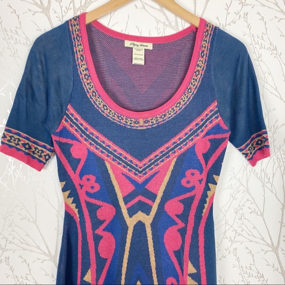 FLYING TOMATO Colorful Knit Mini Sweater Dress Med - Picture 3 of 11